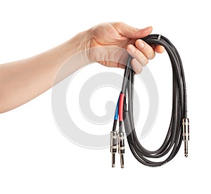 audio insert splitter cable in hand