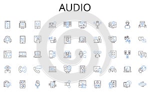 Audio line icons collection. Shipment, Logistics, Port, Export, Import, Carrier, Freight vector and linear illustration