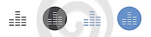 Audio lines icon Flat set in black and white color