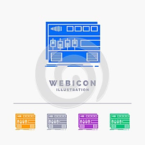 Audio, mastering, module, rackmount, sound 5 Color Glyph Web Icon Template isolated on white. Vector illustration