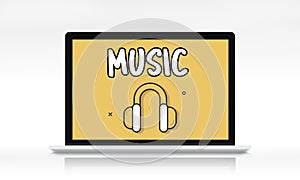 Audio Media Headphone Icon Concept