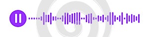 Audio message icon. Voice message, blab chat, sound file pictogram with paused speech wave. Messenger, radio, podcast photo