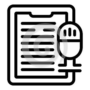 Audio mic text icon outline vector. Transcription voicemail