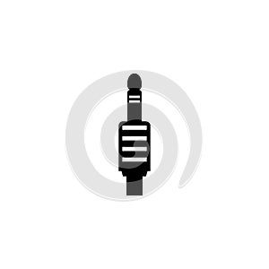 Audio Minijack Cable Plug Connector. Flat Vector Icon illustration. Simple black symbol on white background. Audio Minijack Cable
