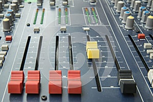 Audio mixer mixing board fader and knobs