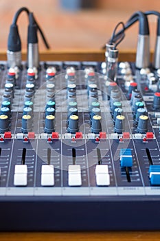 Audio mixer in a sound studio