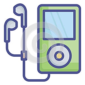 Audio music, electronic portable ipod Line Style vector icon which can easily modify or edit