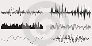 Audio Music Sound Wave, Vector Set