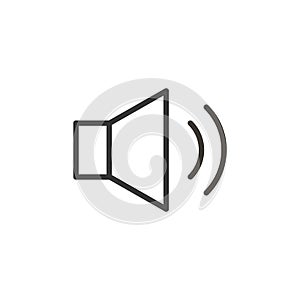 Audio or music speaker icon. Vector thin line button for interface related with music and sound photo