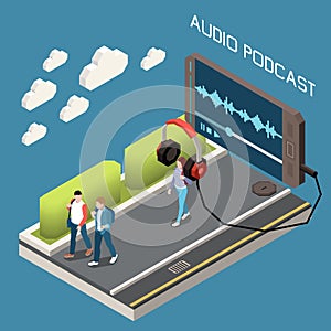 Audio Podcast Isometric Background