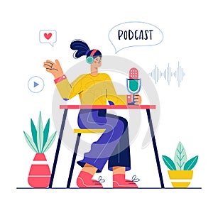 Audio podcast or online radio show illustration