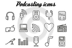 Audio podcasting icons photo