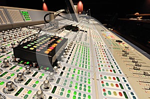 Audio post production mixing console