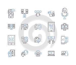 Audio production line icons collection. Mixing, Mastering, Recording, Editing, Foley, Compression, EQ vector and linear