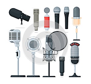 Audio and radio microphone, voice recorder equipment set