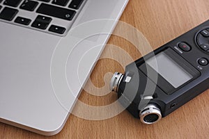 Audio recorder and laptop