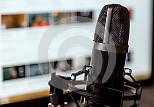 Audio recording vocal studio voice microphone.