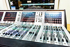 Audio sound mixer with buttons and sliders
