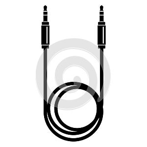 Audio sound speaker headphones Microphone Mic plug cable icon. AUX, mini jack, wire symbol. 3.5mm TRRS Male. Vector illustration.