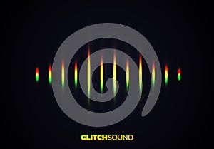 Audio or sound wave with music volume peaks and color glitch effect