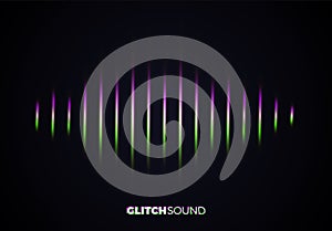 Audio or sound wave with music volume peaks and color glitch effect