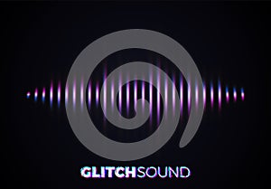 Audio or sound wave with music volume peaks and color glitch effect