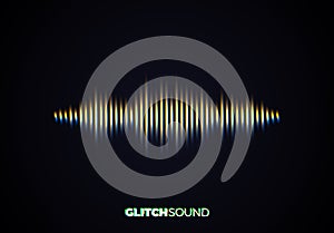 Audio or sound wave with music volume peaks and color glitch effect