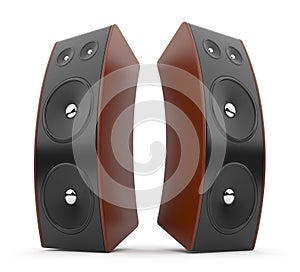 Audio speaker. Acoustic system 3D. on white