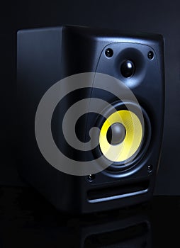 Audio speaker on black background