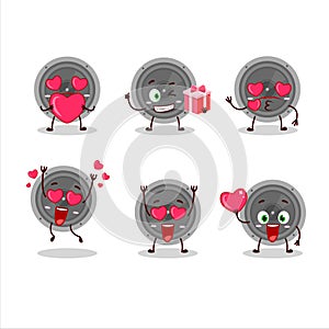 Audio speaker cartoon character with love cute emoticon