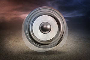 audio speaker on dark background