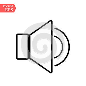 Audio speaker volume or music speaker volume on flat vector icon for apps and websites