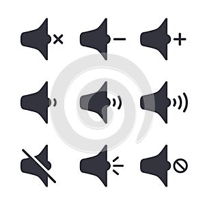 Audio Speaker Volume sound Icon set, Vector isolated flat design illustration