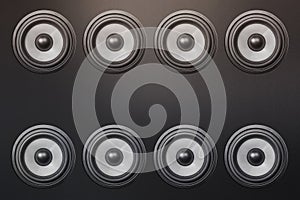 audio speakers on grey metalic background