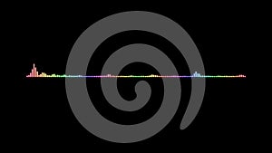 Audio spectrum colorful sound waves. Audio wave or frequency digital animation effect loop.