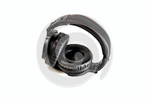 Audio stereo headphones black color isolated on a white background