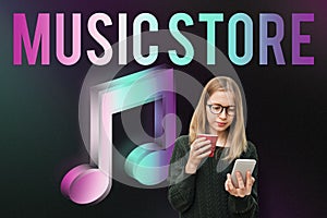 Audio Store Music Note Icon Graphic Concept