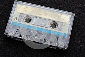 Audio tape cassette close-up. Old technology concept