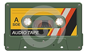 Audio tape with music mix record. Cassette template