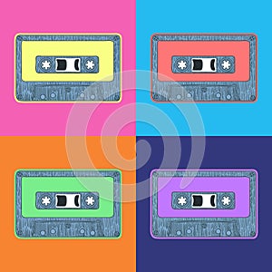 Audio Tape Pop Art Style Andy Warhol style Vector