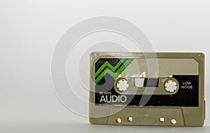 Audio tape, retro beaten up cassette tape