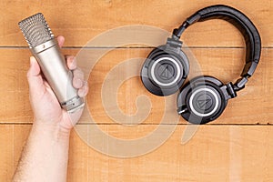 Audio Technica headphones and Rode NT1-a microphone