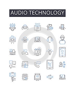 Audio technology line icons collection. Collaborative, Creative, Innovative, Multifaceted, Enterprising, Bold photo