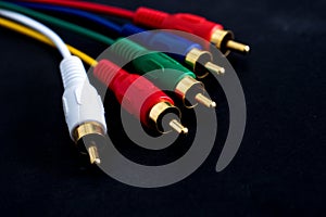 audio video  analog cable on black background