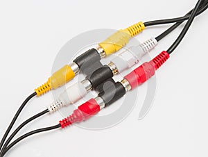 Audio and video cable connection with adapter