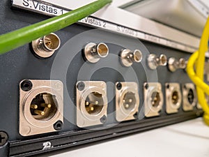 Audio and video connection panel, XLR and BNC
