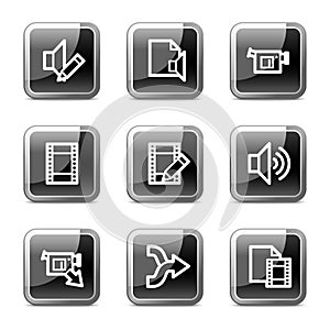 Audio video edit web icons, glossy buttons series