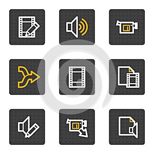 Audio video edit web icons, grey buttons series