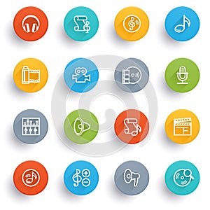 Audio video icons with color buttons.