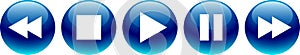 Audio video player buttons blue